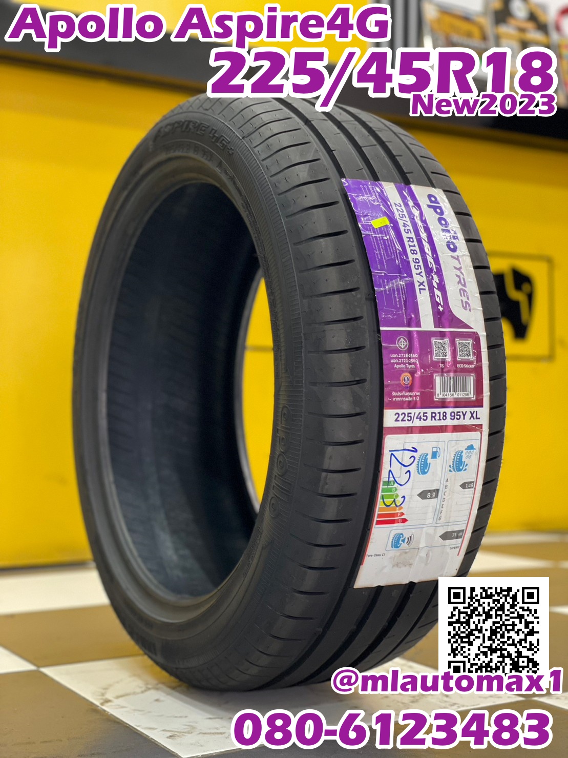 Apollo 225/45R18 Aspire4G ยางใหม่ปี2023