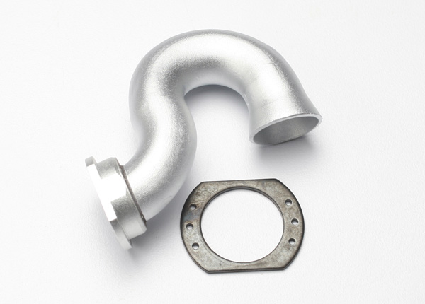 5340X Header, exhaust (tubular aluminum, silver-anodized)/ spring mount (TRX 2.5, 2.5R 3.3)
