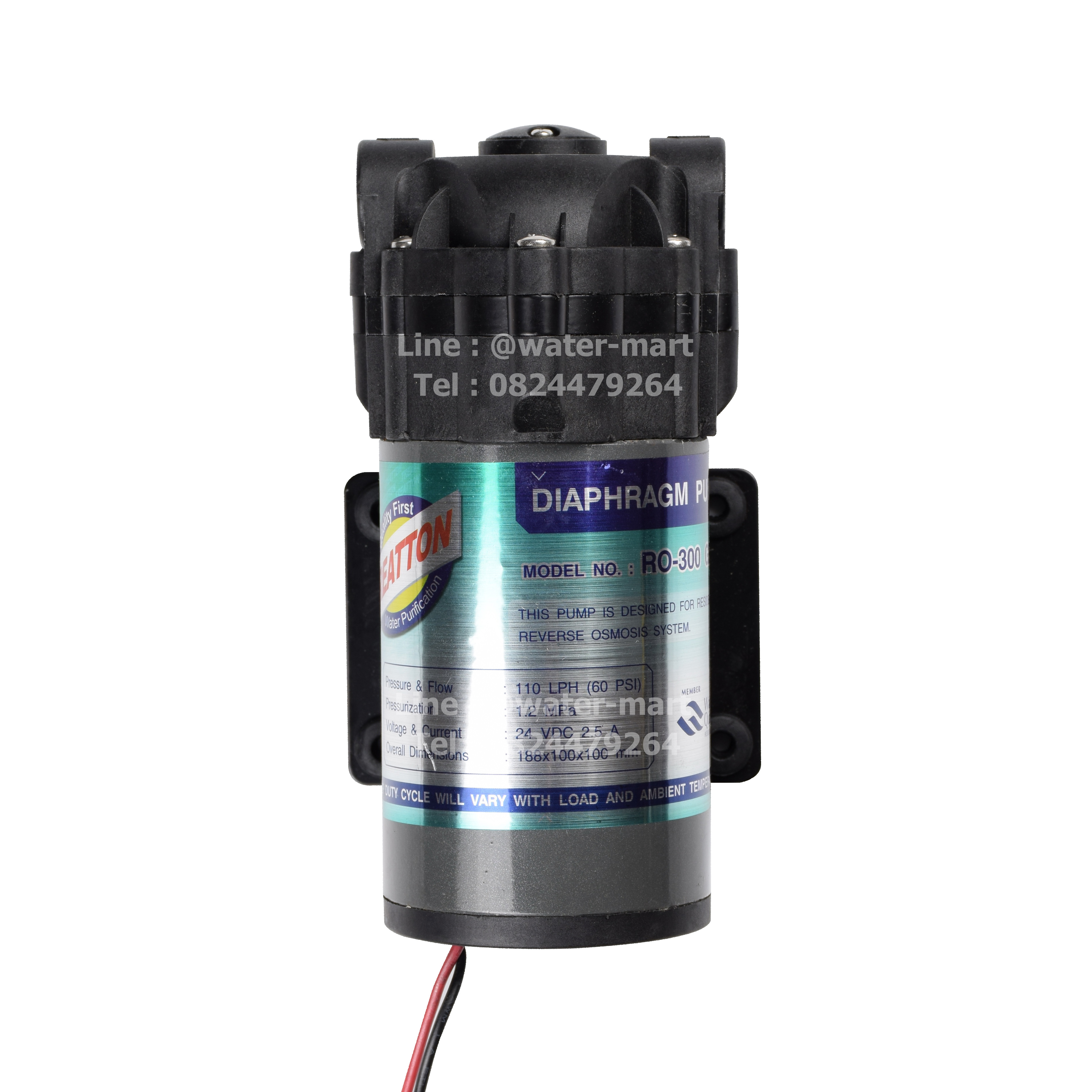 ปั้มไดอะแฟรม TREATTON Diaphragm Pump R/O-300 GPD, ปั๊ม RO 300 GPD พร้อมหม้อแปลงและข้อต่อ