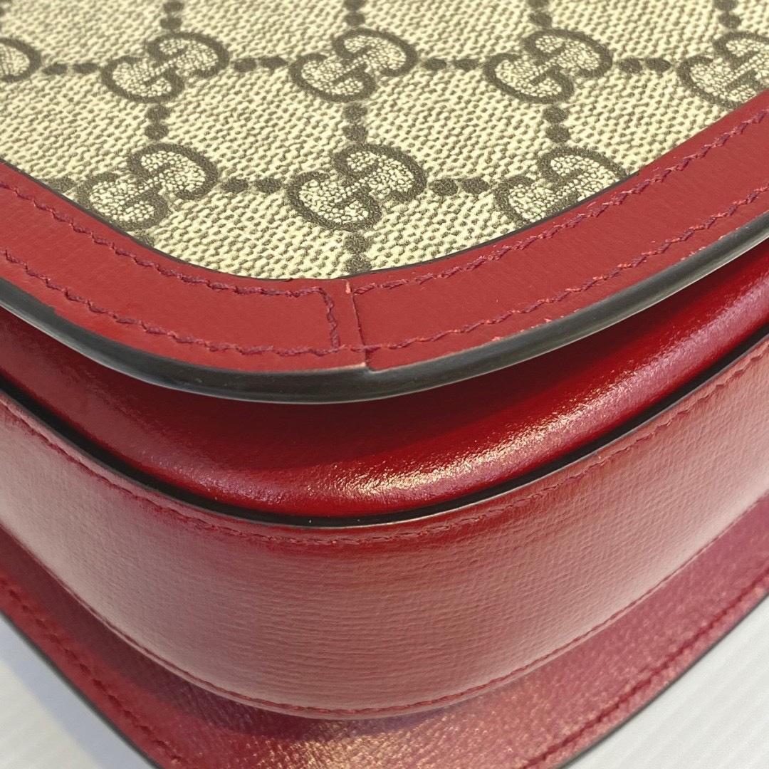 Gucci Horsebit 1995 มือสอง Shoulder Bag 'Beige/New Cherry Red แดง