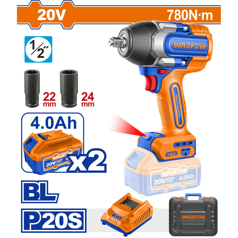 บล็อกกระแทกไร้สาย 20V No.WCD1B78 WADFOW