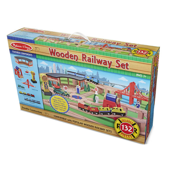 Wooden Railway Set ชุดต่อรางรถไฟ เซ็ตใหญ่ 132 ชิ้น