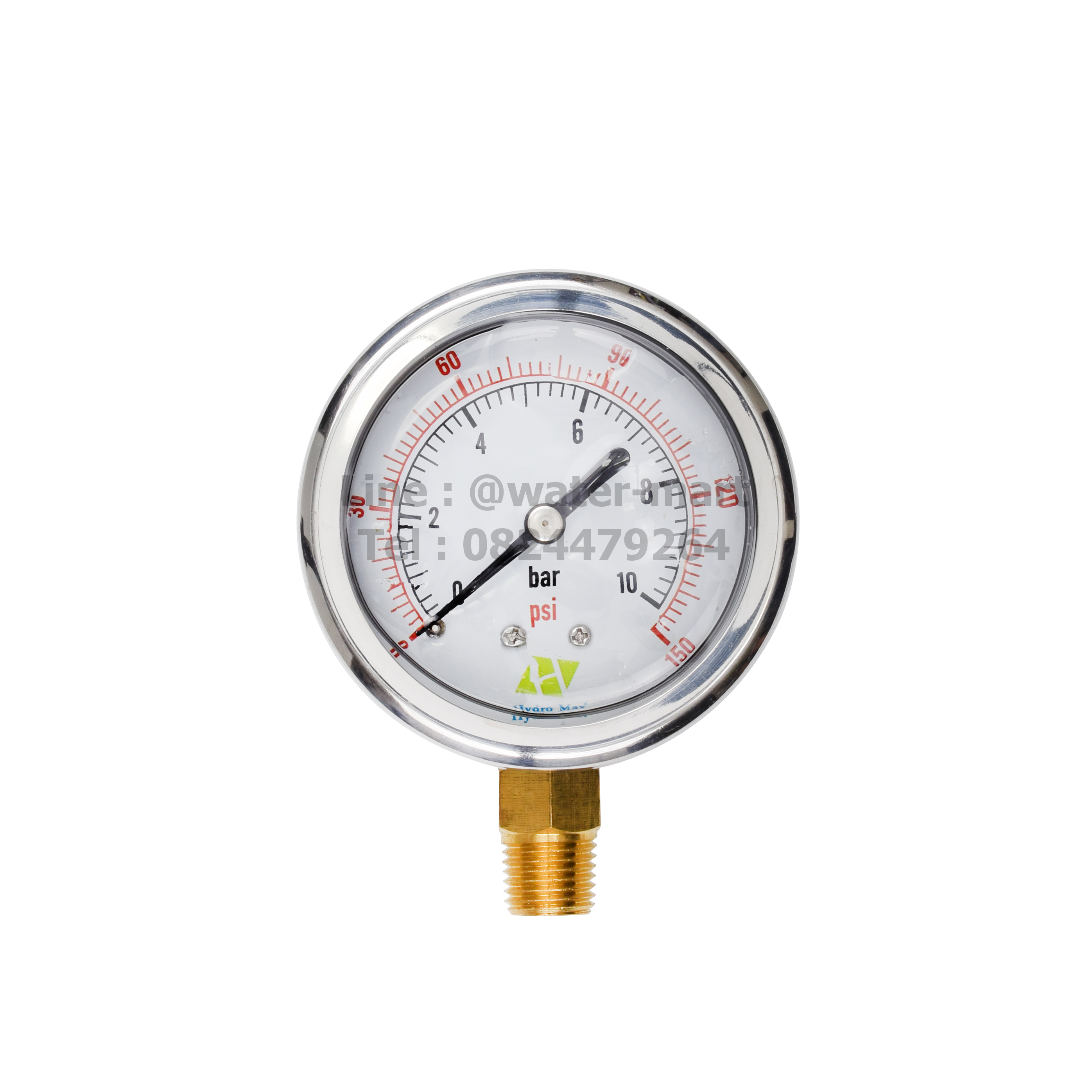 เกจวัดแรงดันแบบน้ำมัน Oil Pressure Gauge 0-150 PSI (10 BAR) หน้าปัดขนาด 2.5 นิ้ว เกลียวออกข้างขนาด 2 หุน