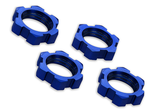 7758 Wheel nuts, splined, 17mm, serrated (blue-anodized) (4)
