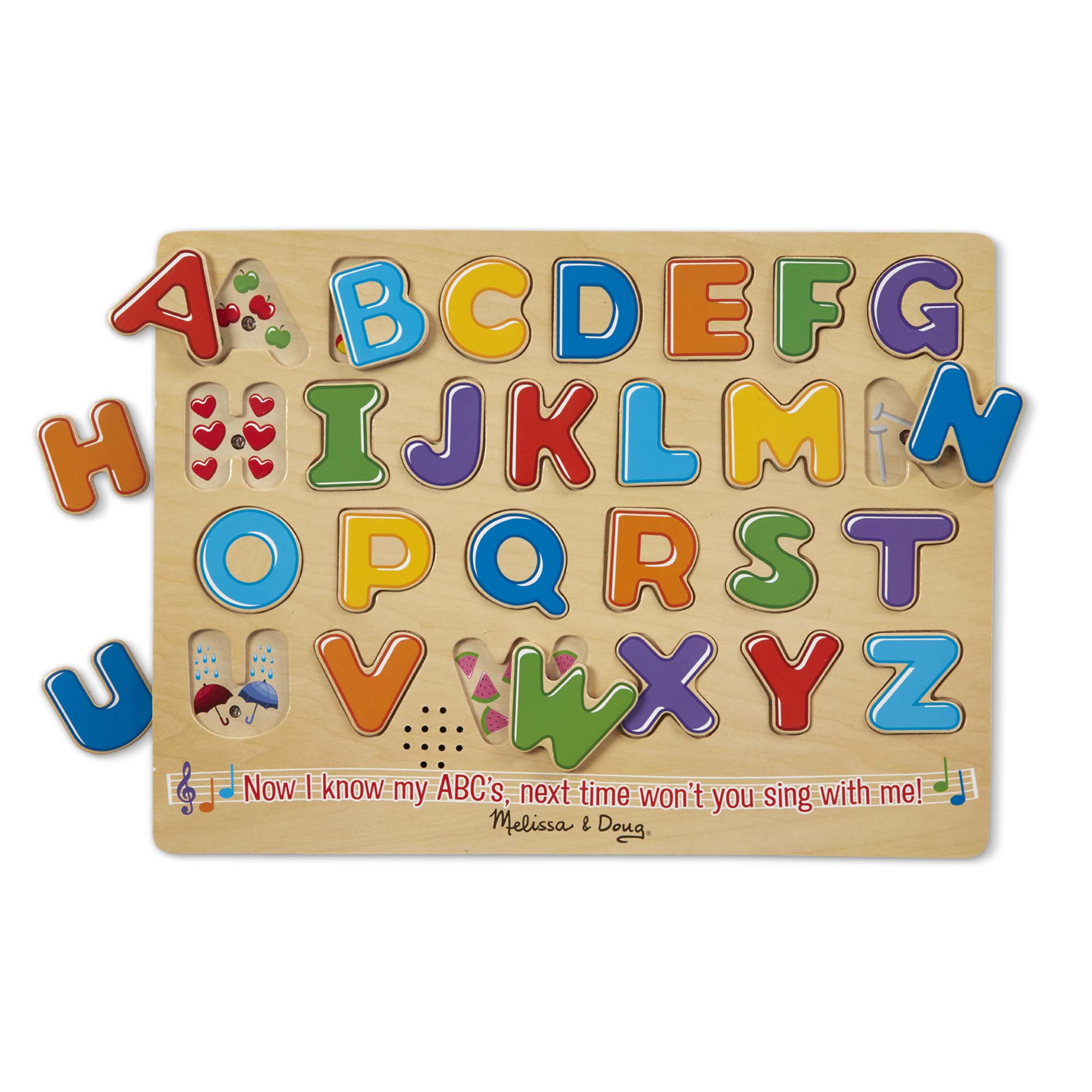 Melissa & Doug Alphabet Sound Puzzle รุ่น 340 พัซเซิลตัวอักษร ABC มีเสียง 26 ชิ้น ไม่มียี่ห้ออื่น รีวิวดีใน Amazon USA จับถนัดมือ ของเล่นเด็กเล็ก