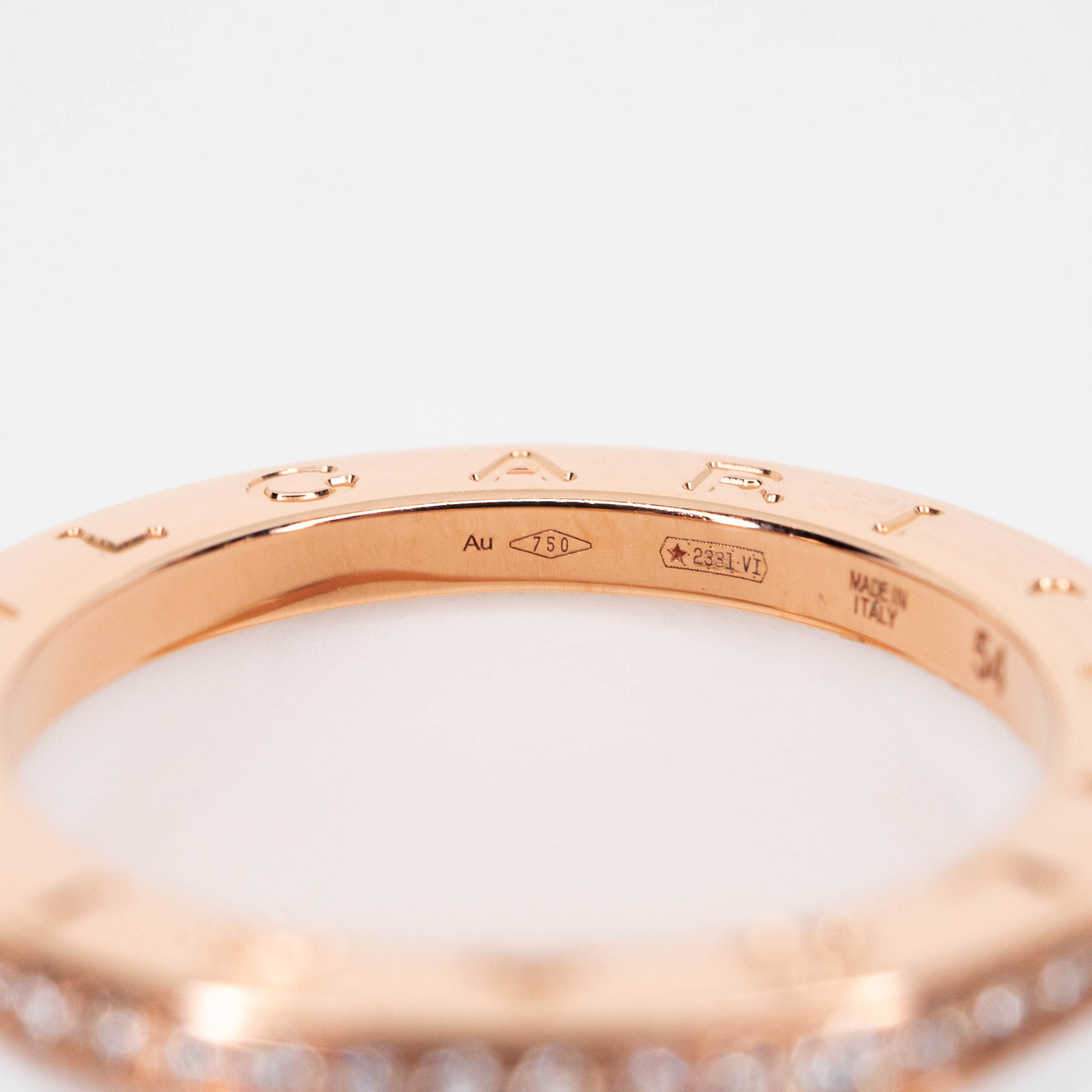 แหวน Bvlgari B.zero1 4band White Ceramic Spiral with Pavé Diamonds ทองชมพู18K ไซส์ 54# (Used) +การ์ด2021