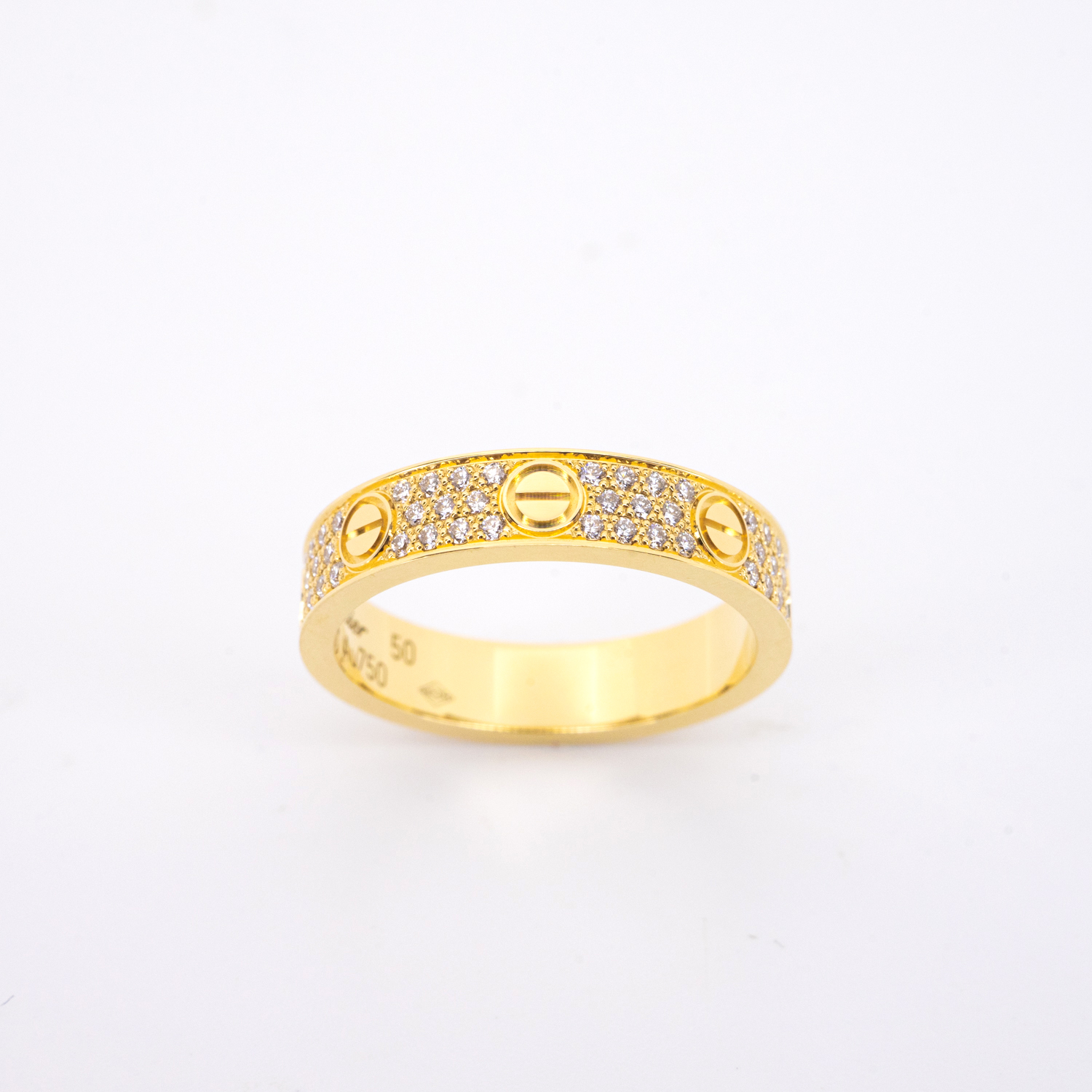 **Sold** แหวน Cartier Love Band with Pave Diamonds ทองคำ18K ไซส์ 50# (Used)+กล่องและการ์ด