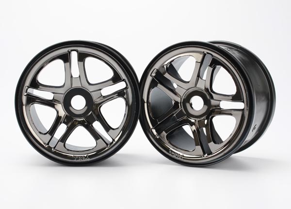 5172A Wheels, SS (split spoke) 3.8" (black chrome) (2) (use with 17mm splined wheel hubs & nuts, part #5353X) (fits Revo/Maxx series)