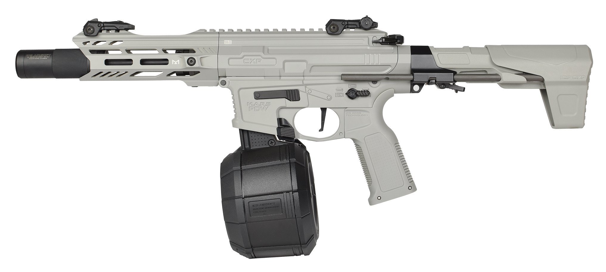 MC-239 ICS ELECTRIC DRUM MAGAZINE-BK (INCL. M4 MAGAZINE ADAPTOR) ความจุ 2,000 นัด