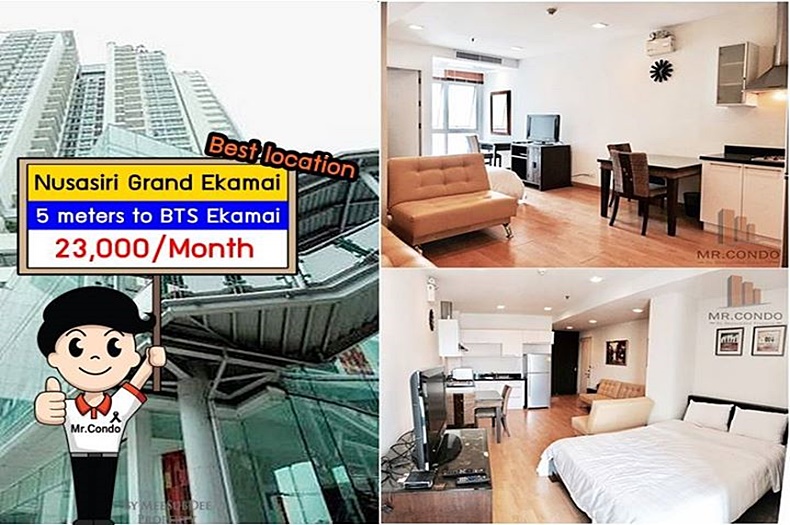 *ให้เช่า* Nusasiri Grand สุขุมวิท 42 ห้องใหญ่ แต่งครบ ติดสถานี BTS เอกมัยเพียงไม่กี่ก้าว