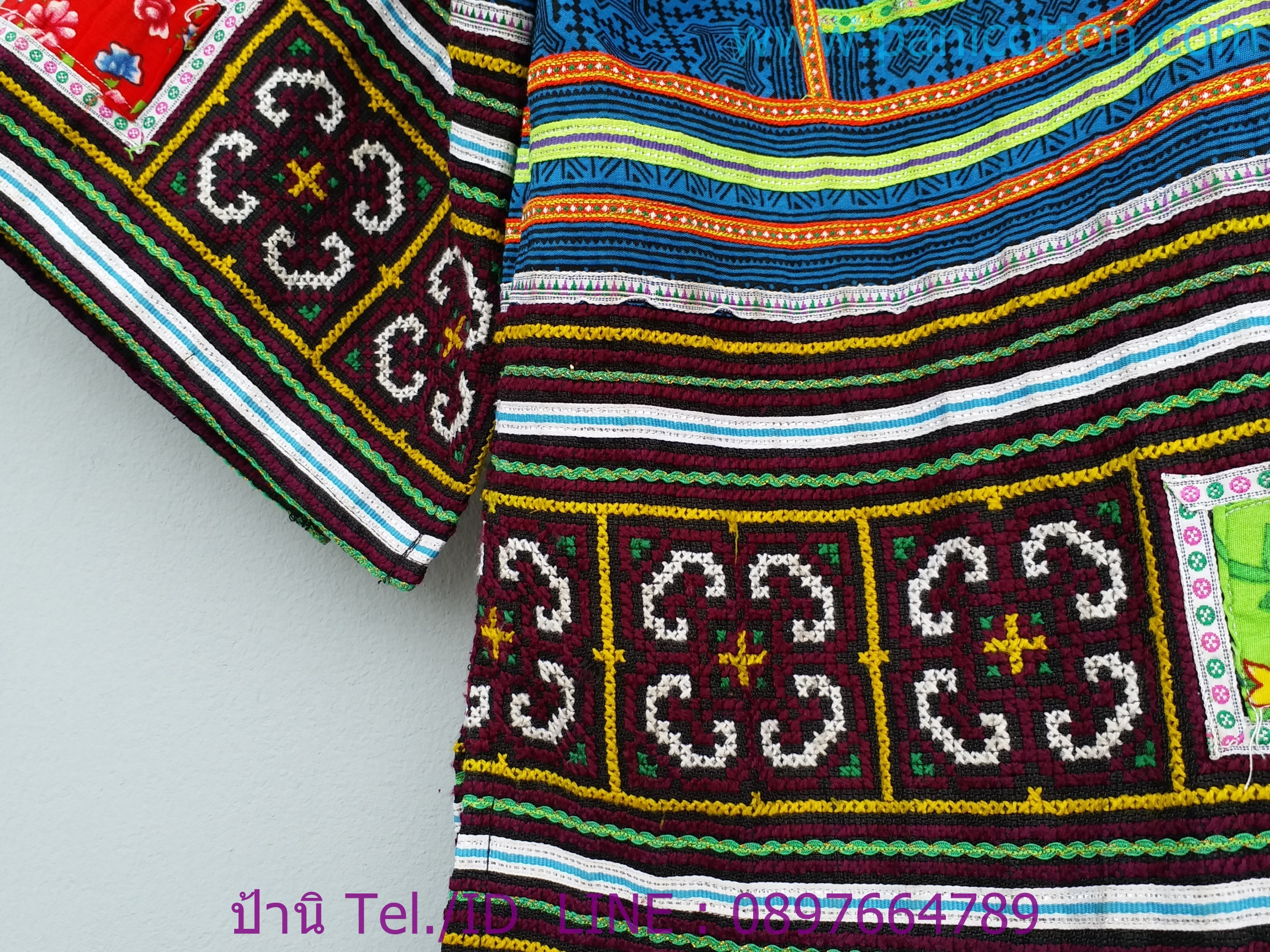 เสื้อแขน3ส่วน ลายชัด สีเปลือกมังคุด