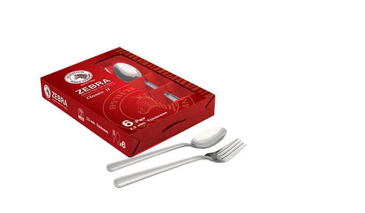 100328 ช้อนส้อม Classic II 2.5 มม. 6 คู่ ตราหัวม้าลาย Zebra