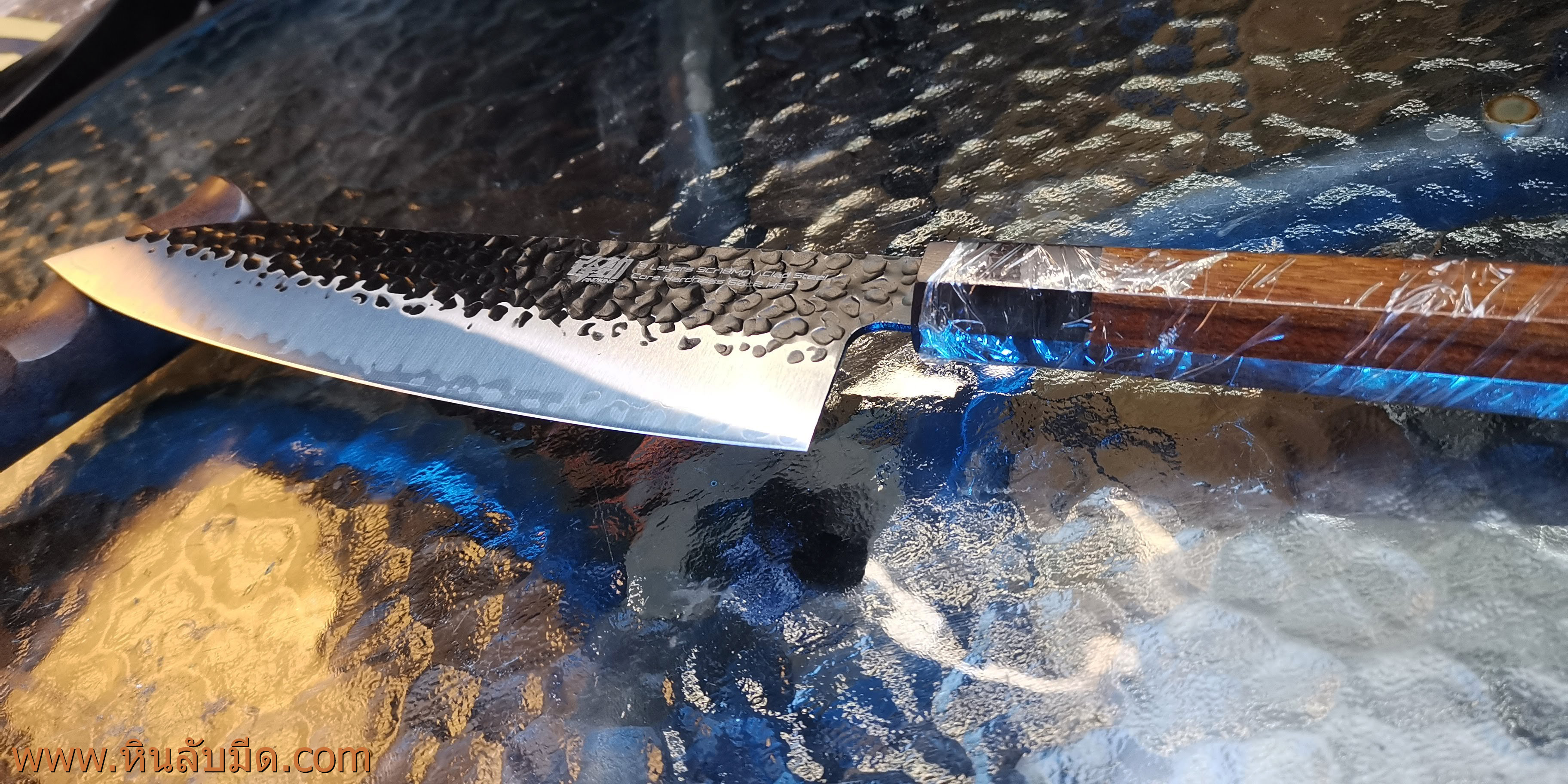 มีดเกียวโต Gyuto สามเลเยอร์ 8.5 นิ้ว ฝังแกนคมแข็ง 60 hrc