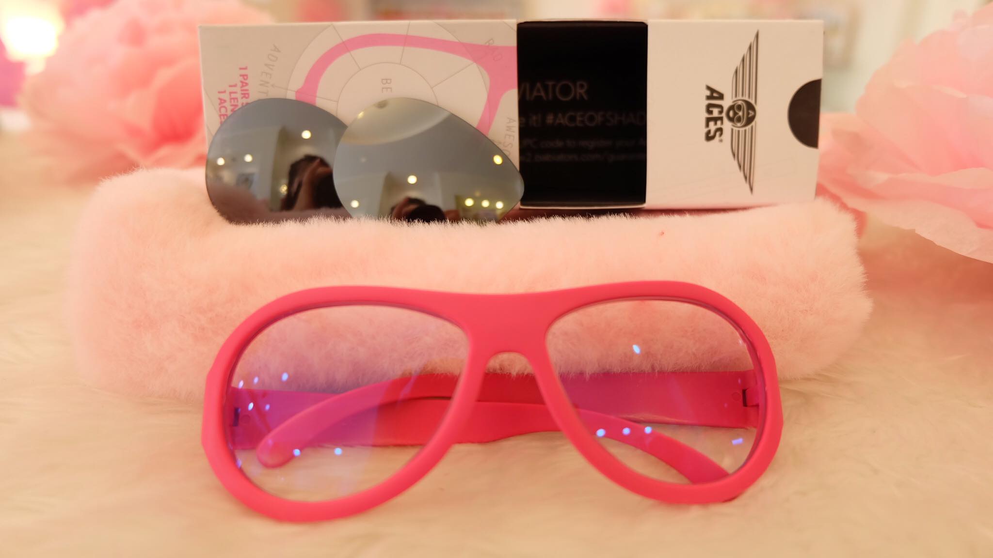 แว่นตาดูจอ Biue light Aces 6+y สีชมพู