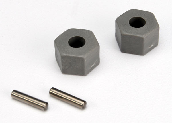 3654 Wheel hubs, hex (tall offset, Rustler/Stampede front) (2)/ axle pins (2.5x10mm) (2)