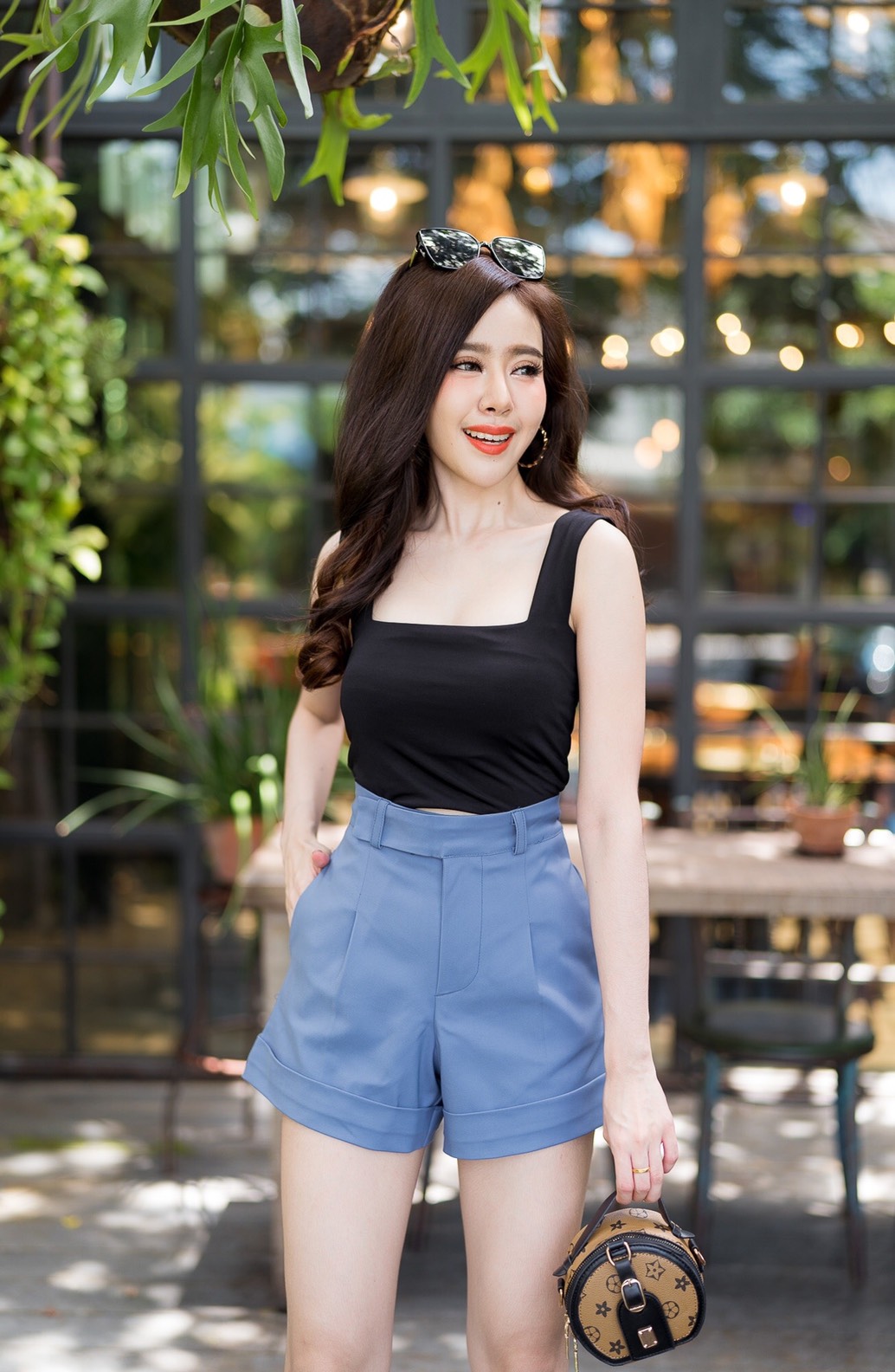 กางเกงขาสั้นเอวสูง ซิปหน้า เข็มขัดป้าย ผ้าดับเบิ้ล สวยมาก เก็บพุงอย่างเนียน สาว ๆ ใส่แล้วทรงสวย