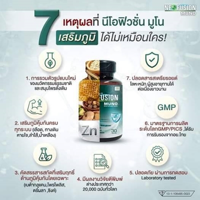 NEOFUSION MUNO นีโอฟิวชั่น มูโน บรรจุ 30เม็ด บำรุงร่างกาย ภูมิคุ้มกันสมดุล สารสกัดโพรโพลิส ตรีผลา เบต้ากลูแคน ซิงค์