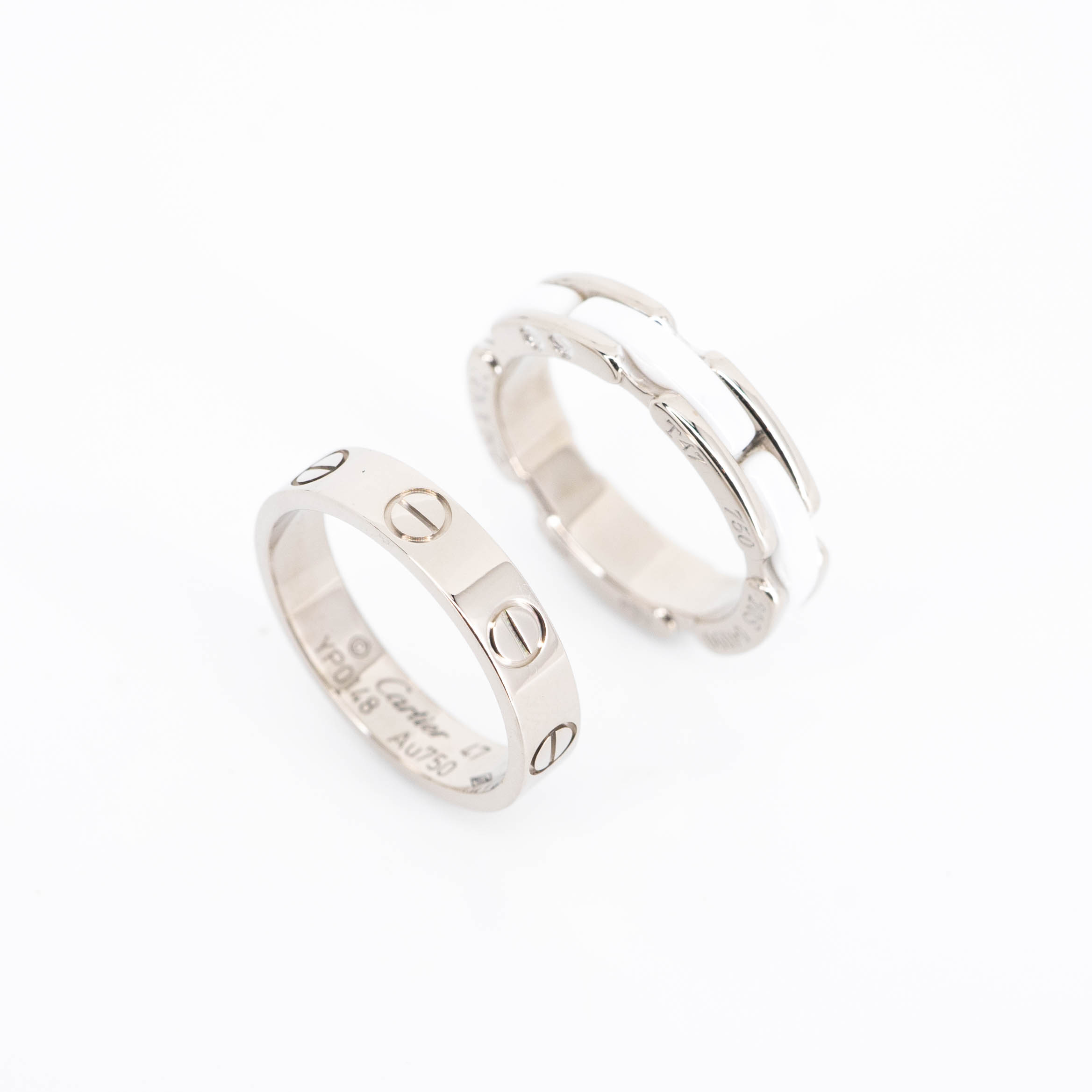 **สำหรับไซส์นิ้ว 47**แหวน Chanel Ultra Ring Small Version with White Ceramic ทองคำขาว x แหวน Cartier Love band ทองขาว18K