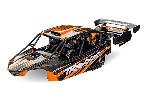 10911-ORNG Body, Funco® Pro Scale® Sand Car, orange (painted, decals applied) (assembled with front & rear body supports for clipless mounting, roll cage & interior)