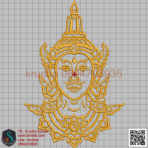 ไฟล์บล็อคปัก หน้าพระวิษณุ 2 (ใหญ่ ปักหลังเสื้อ)
