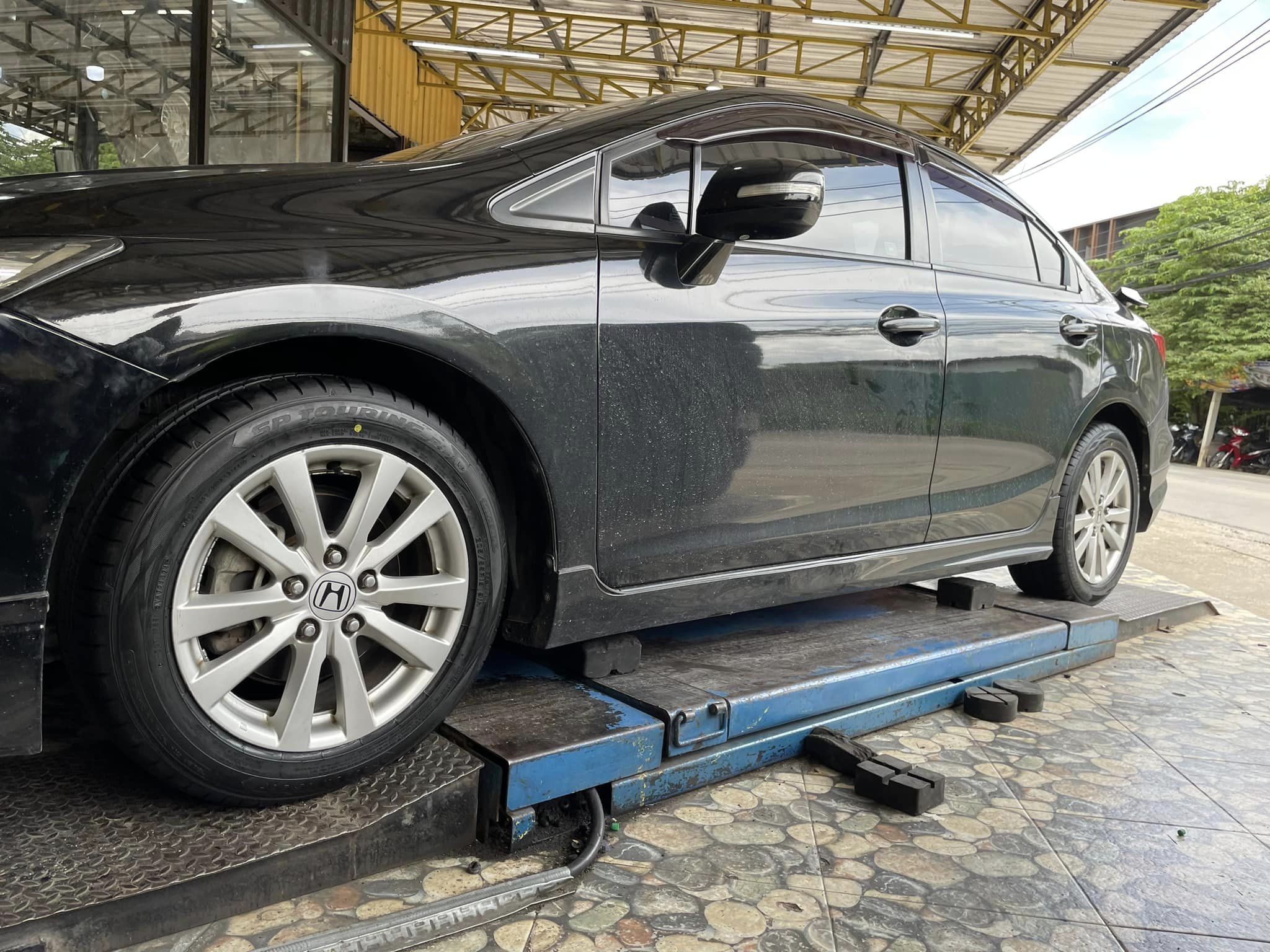 🛞❤️ #HONDA_CIVIC 🚘เปลี่ยนยาง💫 🛞🐘#DUNLOP_SP TOURING R1_205/55R16