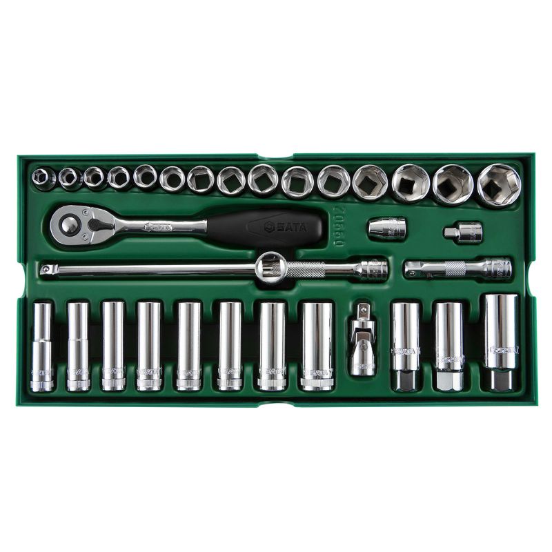 ชุดถาดลูกบล็อก 3/8" 33 ชิ้น (33Pcs. 3/8" Dr.Socket Set) No.09902 SATA
