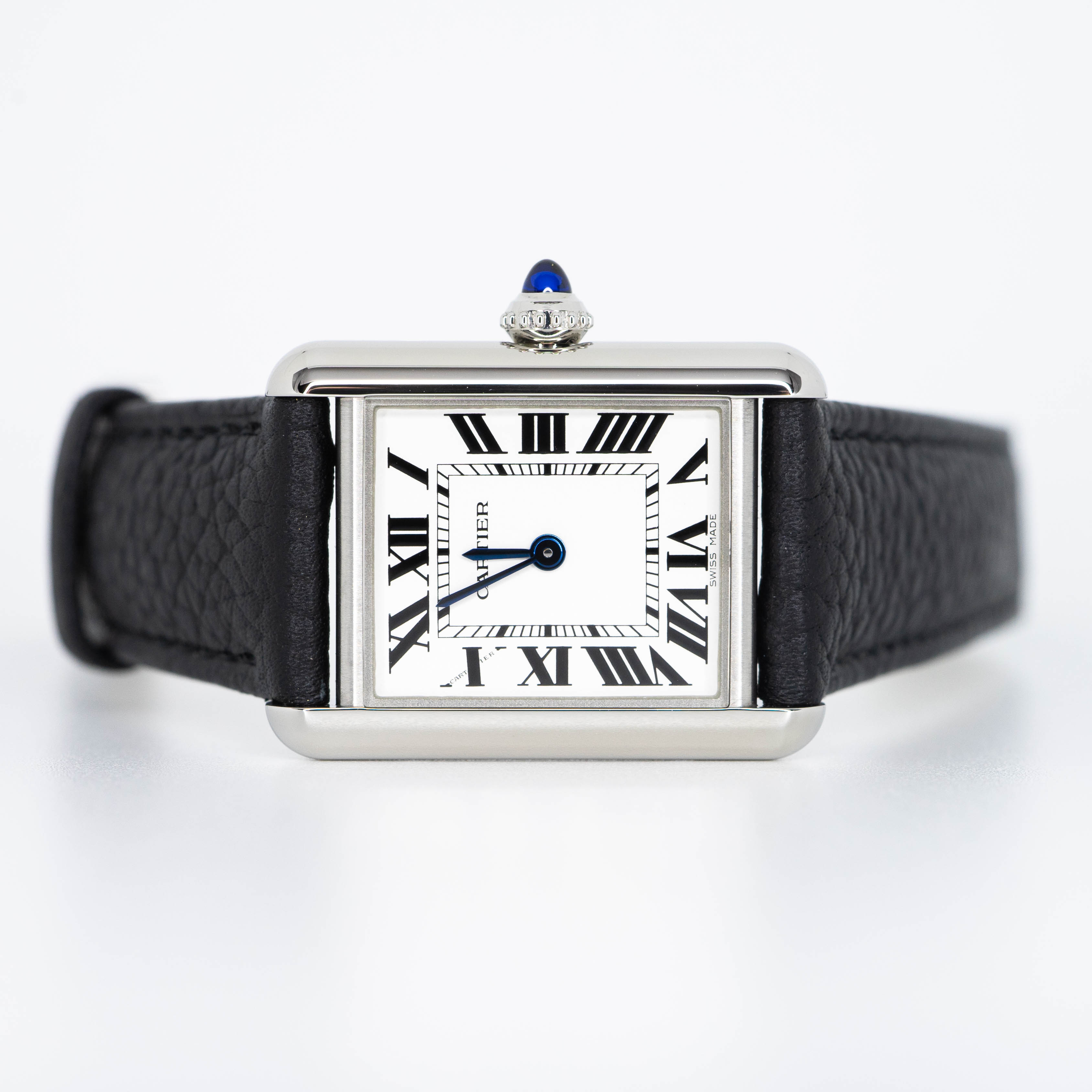 นาฬิกา Cartier Tank Must Watch Small model in Steel, Automatic Movement, Interchangeable Black Grained Calfskin Strap Ref. WSTA0042 (Used) +กล่องและการ์ดไทย2022