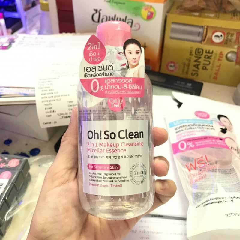 Cathy Doll Oh! So Clean 2 in 1 Makeup Cleansing Micellar Essence 260ml. เอสเซนต์ เช็ดเครื่องสำอาง