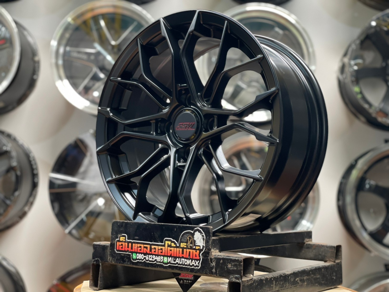 ล้อแม็กซ์ SSW S390 ล้อแม็กซ์ขอบ15 กว้าง6.5 ออฟ35 4รู100 สีดำด้าน งานStamford Sport Wheel