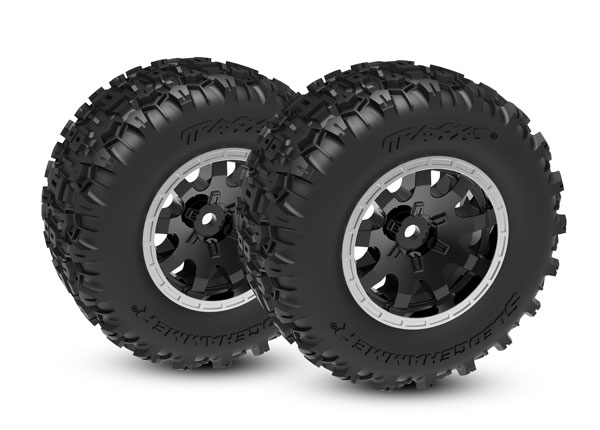 10770-STBLK Tires & wheels, assembled (black with satin beadlock wheels, dual profile (2.1" outer, 2.6" inner), Sledgehammer® tires, foam inserts)) (rear) (2)