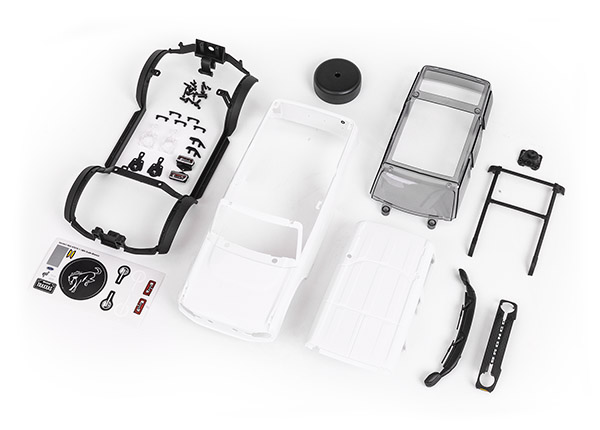 9711 Body, Ford Bronco, complete (unassembled) (white, requires painting) (includes grille, side mirrors, door handles, fender flares, windshield wipers, spare tire mount, & clipless mounting) (requires #9735 front & rear bumpers)