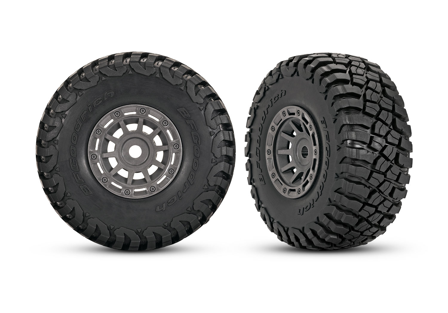 10870-GRAY 1.4" Gray Wheels w/ BFG Mud-Terrain Tires (2) [สำหรับ Mini Slash]