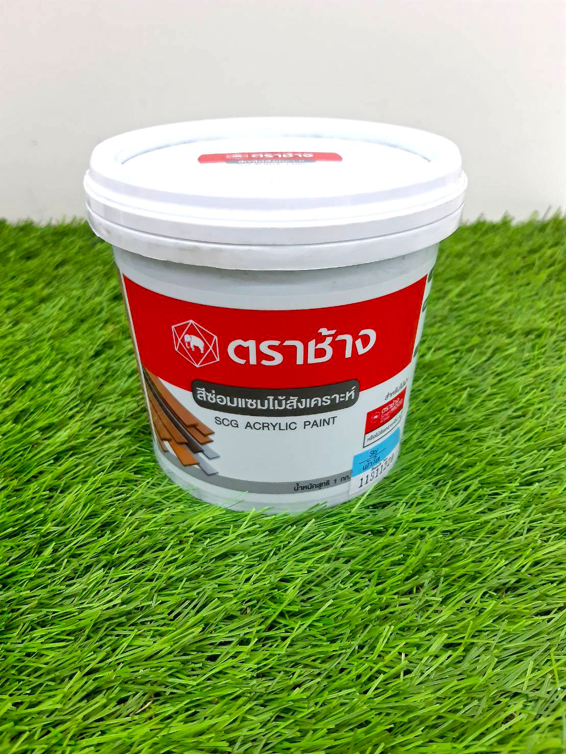 สีซ่อมเเซมไม้สังเคราะห์ สีฟ้าใส น้ำหนัก 1 กก. ตราช้าง