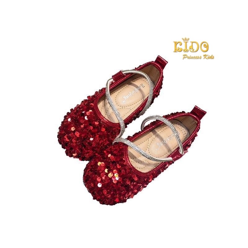 รองเท้าเด็กออกงาน*มีหน้าร้านอยู่รัชดา ลองได้ เปลี่ยนได้ *H052สีแดง เลื้อมวิ้งๆ สายคาดเพชร สวยแช่บมาก