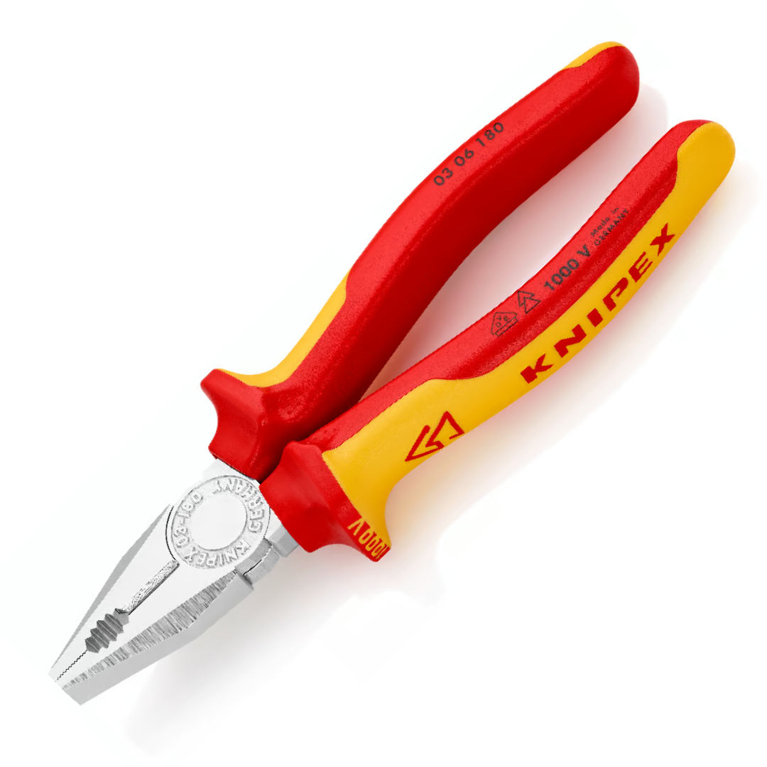 คีมปากจิ้งจก (6",7",8") ด้ามกันไฟ 1000V No. 0306160/0306180/0306200 KNIPEX