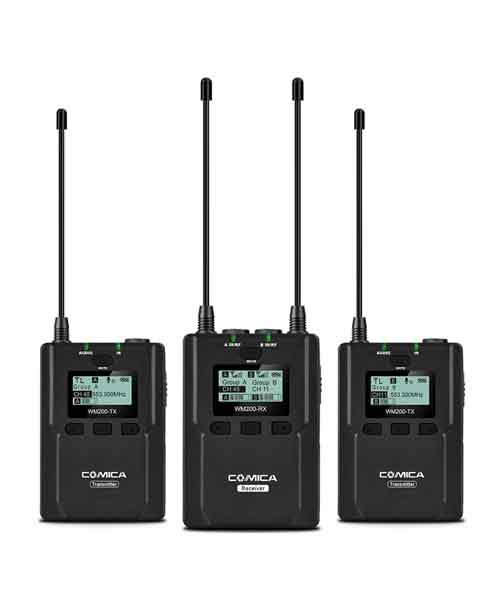 COMICA CVM-WM200A ชุดไมค์ไร้สายสำหรับกล้องวีดีโอ 80 ชาแนล ย่าน UHF
