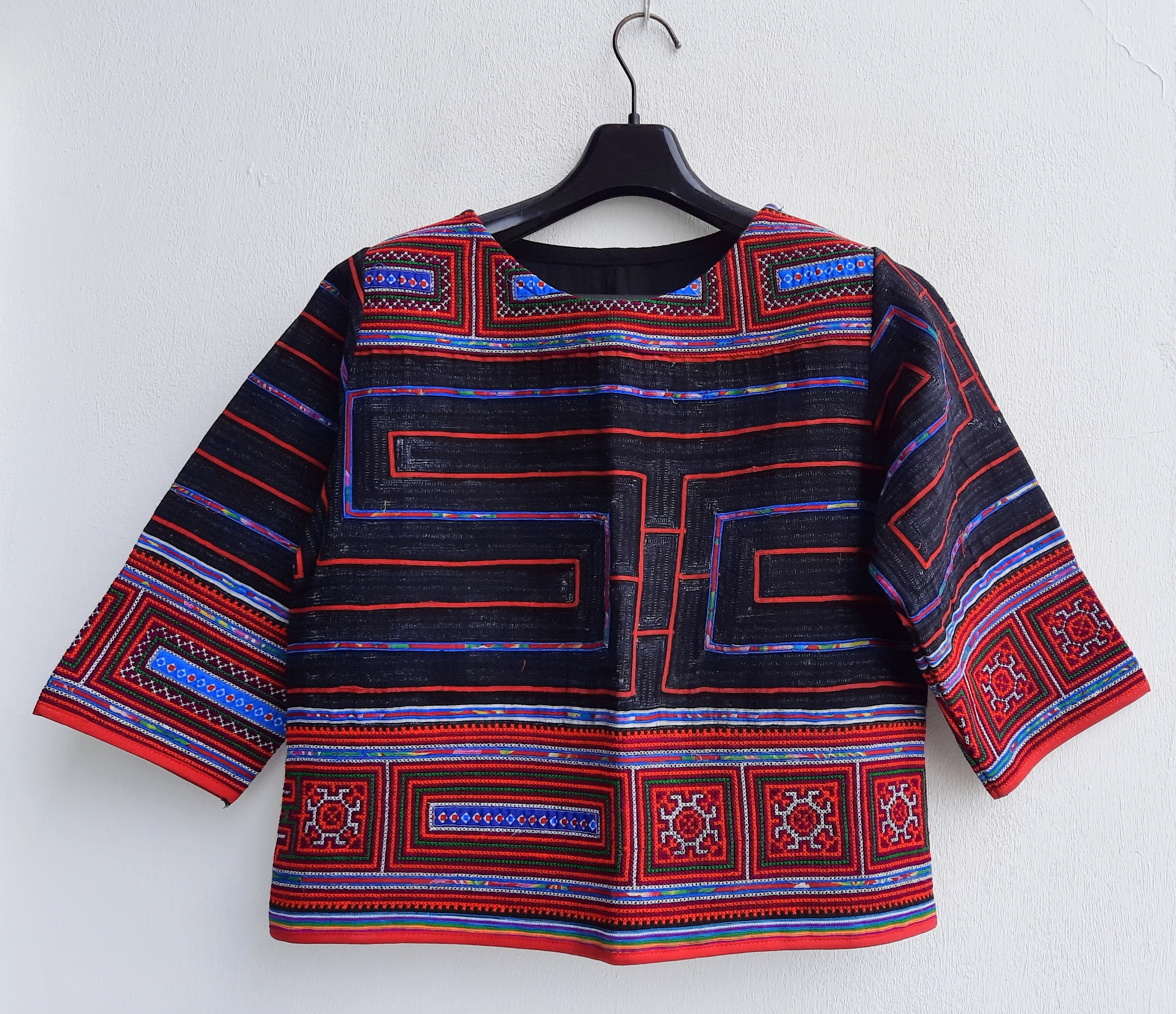 เสื้อแขน3ส่วน ผ้าเชิงส้ม ลายพระอาทิตย์