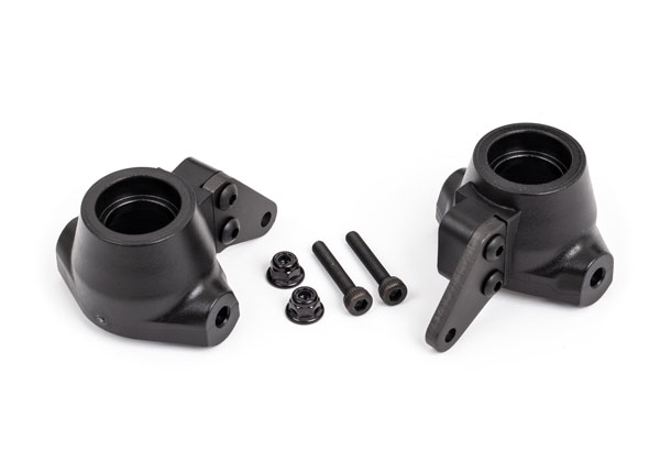 9637A Steering blocks, left & right/ steering block arms (aluminum, dark titanium-anodized) (2)/ 3x18mm CS (2)/ M3x0.5mm NL (2)