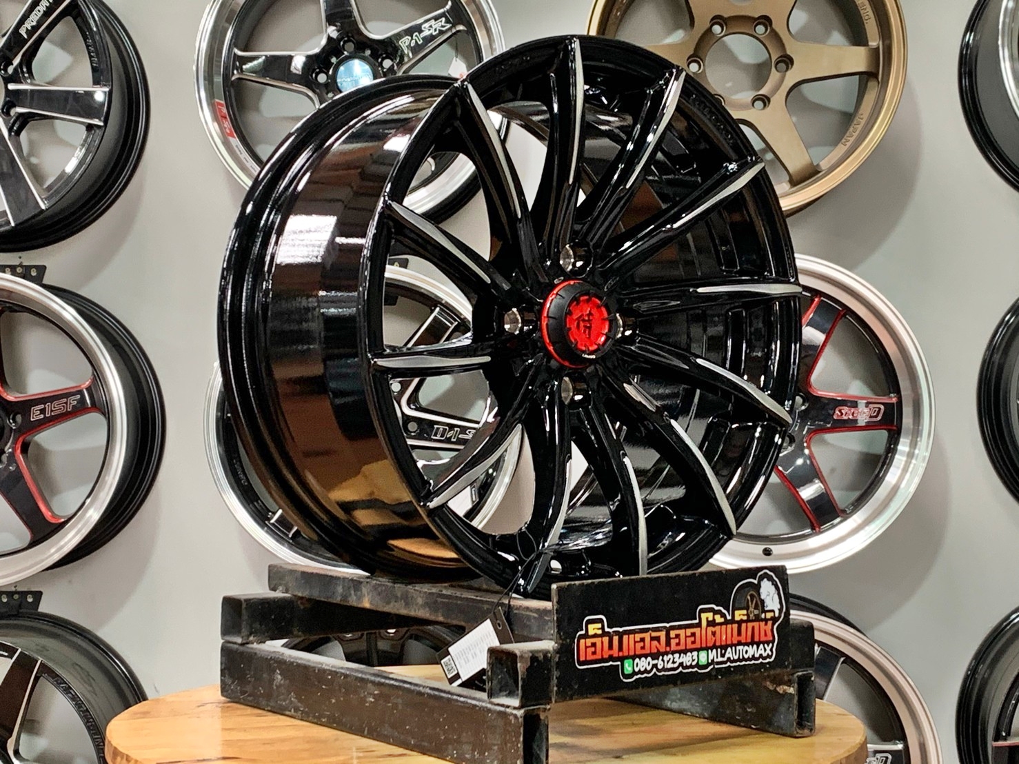 ล้อแม็กขอบ15 Lenso Samurai IZUMA 15x7 ET35 4x100 สีดำเงาก้านมิลลิ่ง BKF
