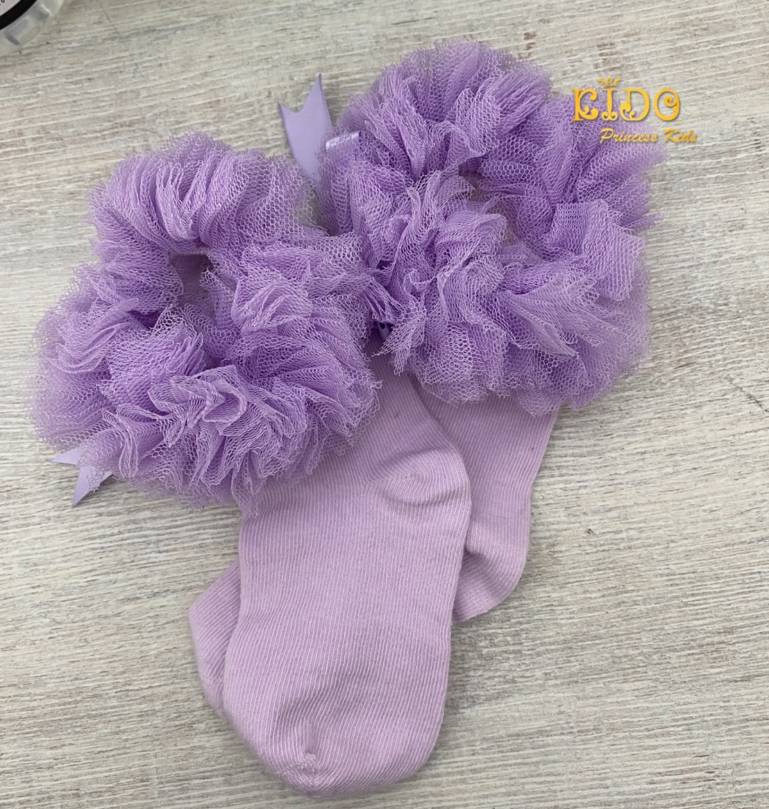 ถุงเท้าเด็ก(มีหน้าร้านอยู่รัชดา)SZ002 ถุงเท้าสีม่วง ข้อเท้าจับจีบระบายฟูๆ น่ารักสุดๆค่ะ