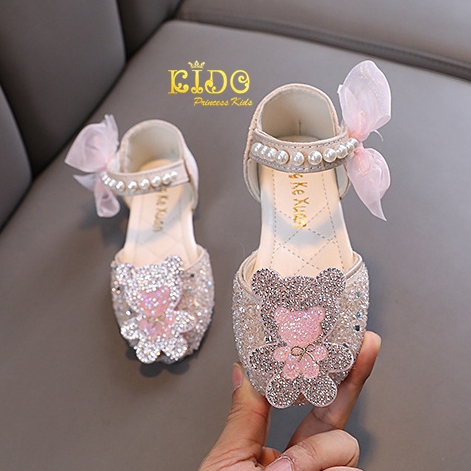 รองเท้าออกงานเด็ก(หน้าร้านอยู่รัชดา ลองได้)H135สีชมพู หน้าหมี