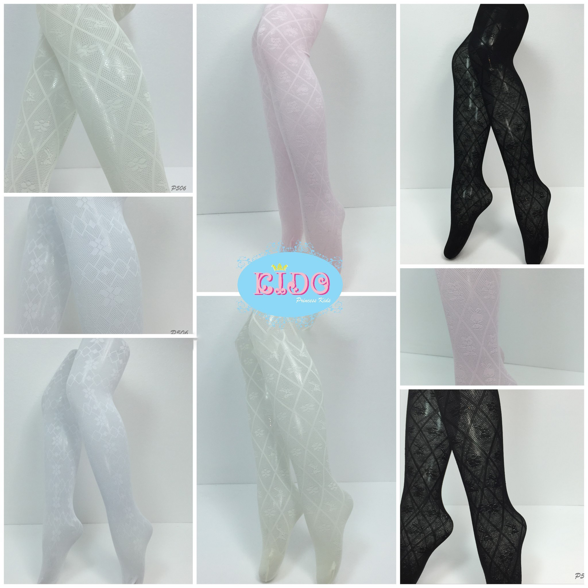 ssถุงน่องเด็ก(หน้าร้านอยู่รัชดา)LZZ506 สีชมพู สีครีม สีดำ ลายฉลุดอกไม้