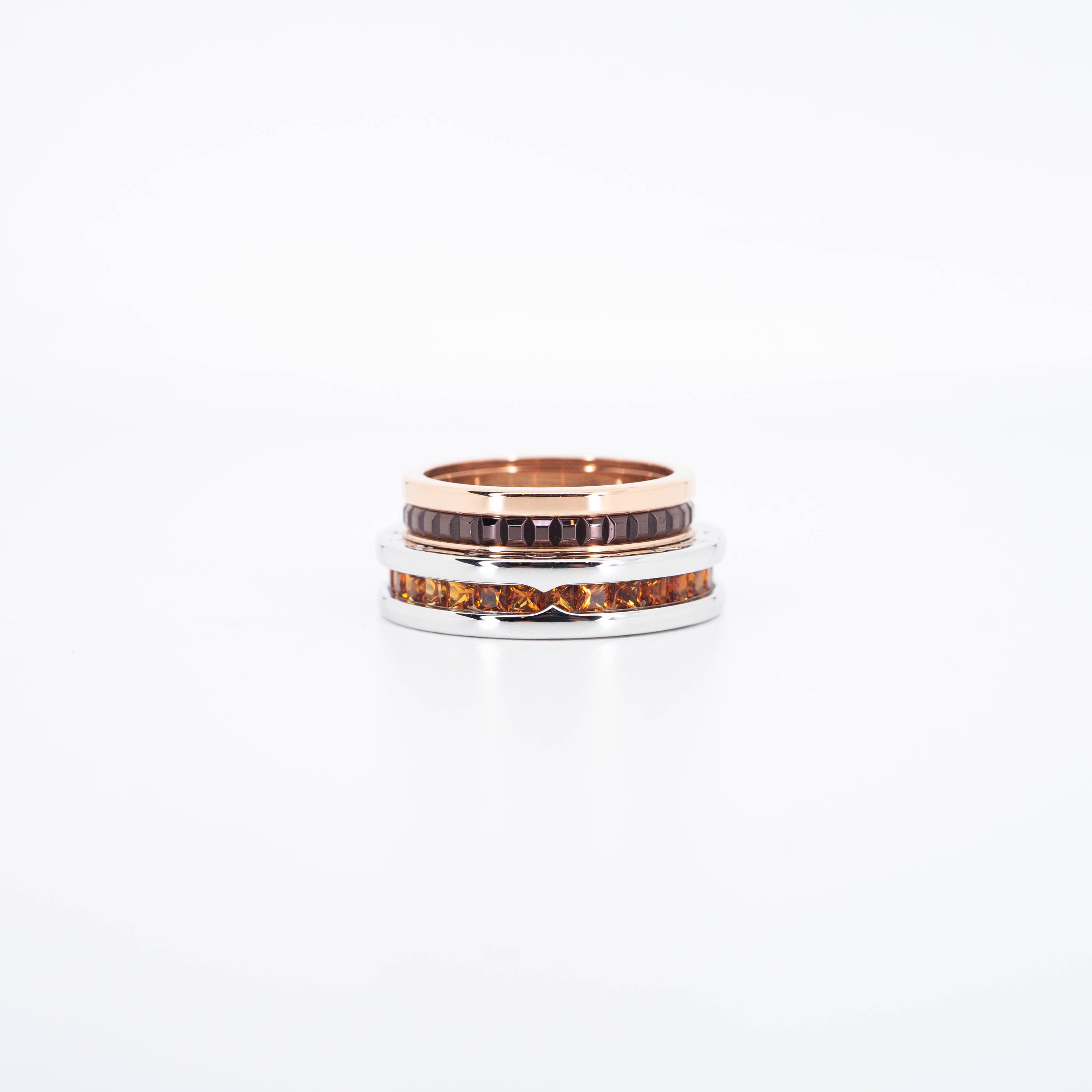 **สำหรับไซส์นิ้ว 48-49** แหวน Boucheron Quatre Classique band in Brown PVD and 18K Pink Gold ทองชมพู18K x แหวน Bvlgari B.zero1 1band with Orange Garnet ทองคำขาว18K