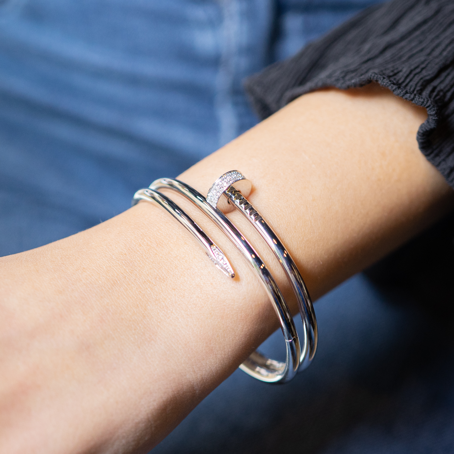 **Sold**กำไล Cartier Juste Un Clou Double Bracelet, Pave ทองขาว18K ไซส์16 (Used) +กล่องและการ์ด2021Shopไทย