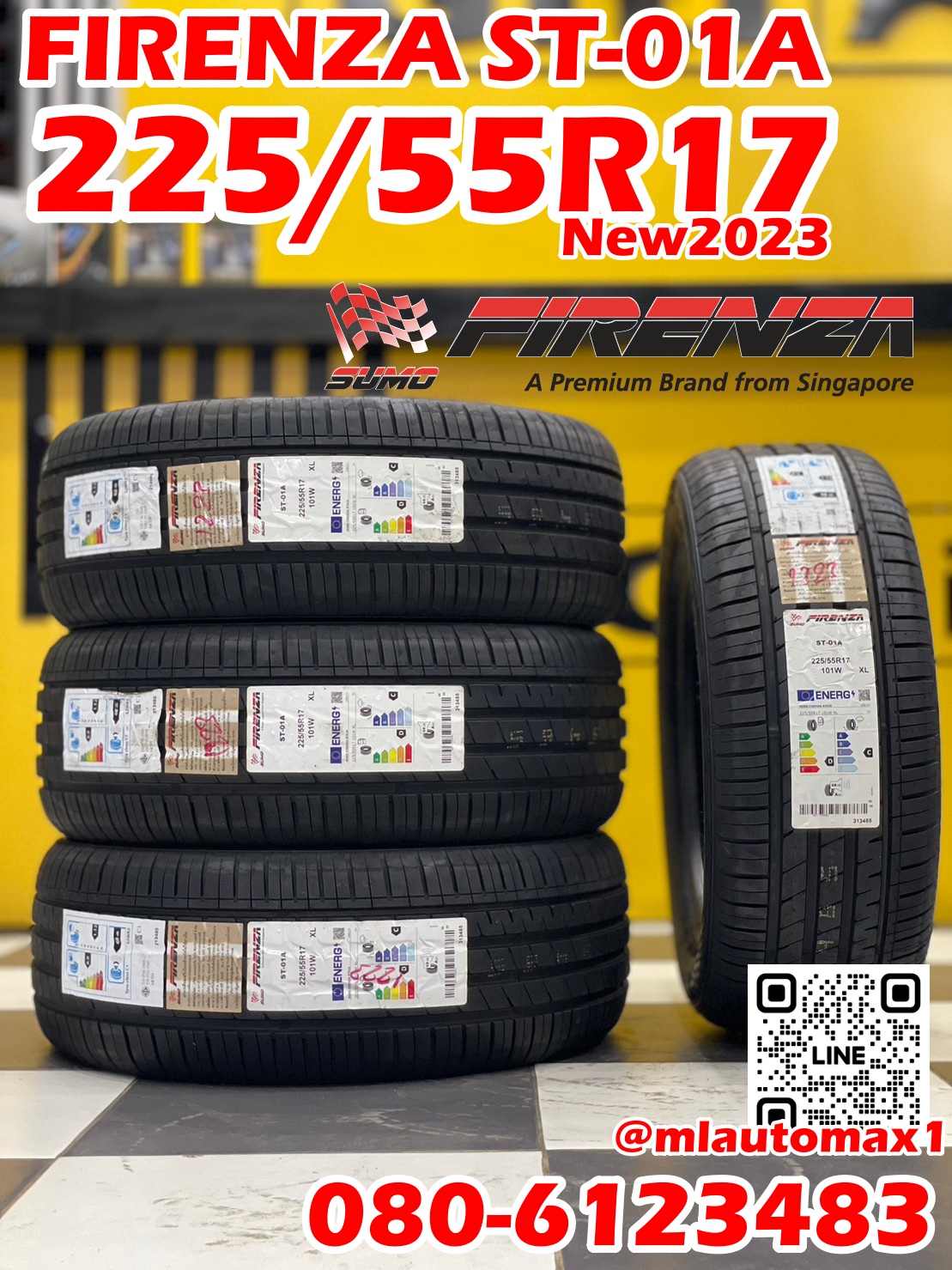 🔥🔥PROMOTION🔥🔥 ยางใหม่FIRENZA ST01A 225/55R17 ยางใหม่ปี2023 (4เส้น)