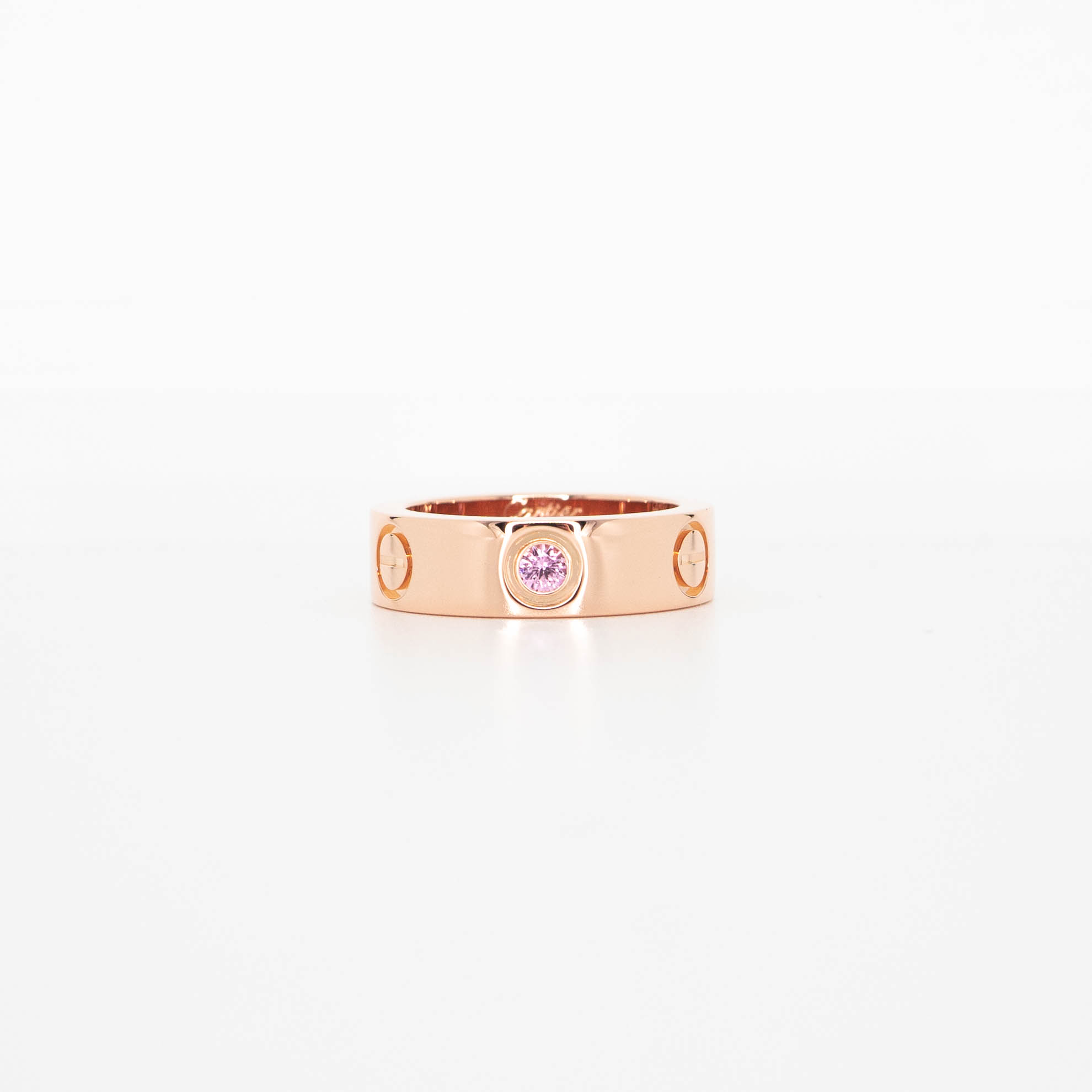 แหวน Cartier Love Pink sapphire ทองชมพู18K ไซส์ 48# (Used)