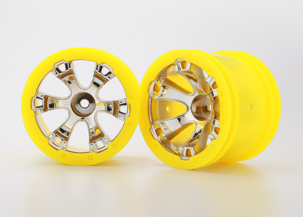 7275 Wheels, Geode 2.2'' (chrome, yellow beadlock style) (12mm hex) (2)