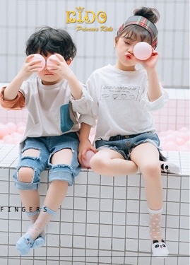 ถุงเท้าเด็ก(มีหน้าร้านอยู่รัชดา)SC626 ถุงเท้าซีทรูเด็ก หน้ากระต่ายสีชมพู ลายจุด