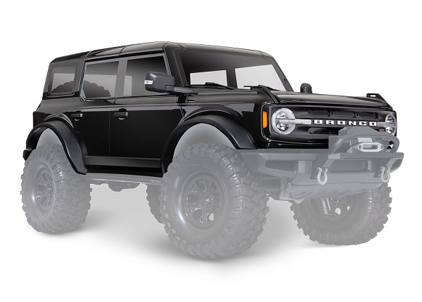 9211T Body, Ford Bronco (2021), complete, Shadow Black (painted) (includes grille, side mirrors, door handles, fender flares, windshield wipers, spare tire mount, & clipless mounting) (requires #8080X inner fenders)