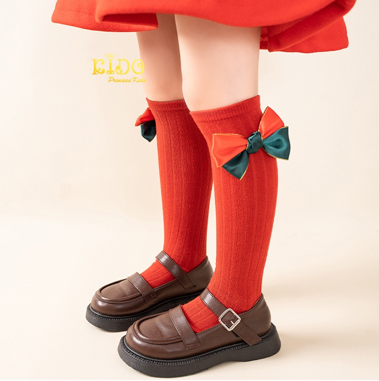 ถุงเท้าคริสต์มาส(มีหน้าร้านอยู่รัชดา)M219 สีแดง ถุงเท้าเด็ก